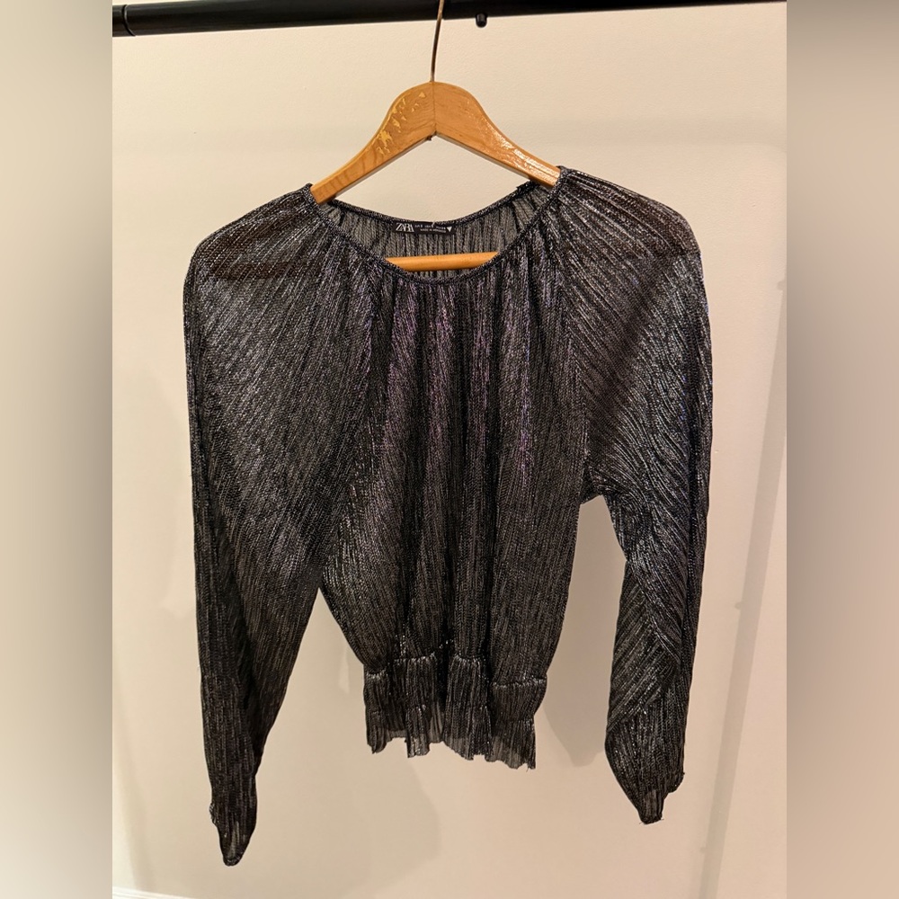 Zara Shimmering Black Women's Blouse